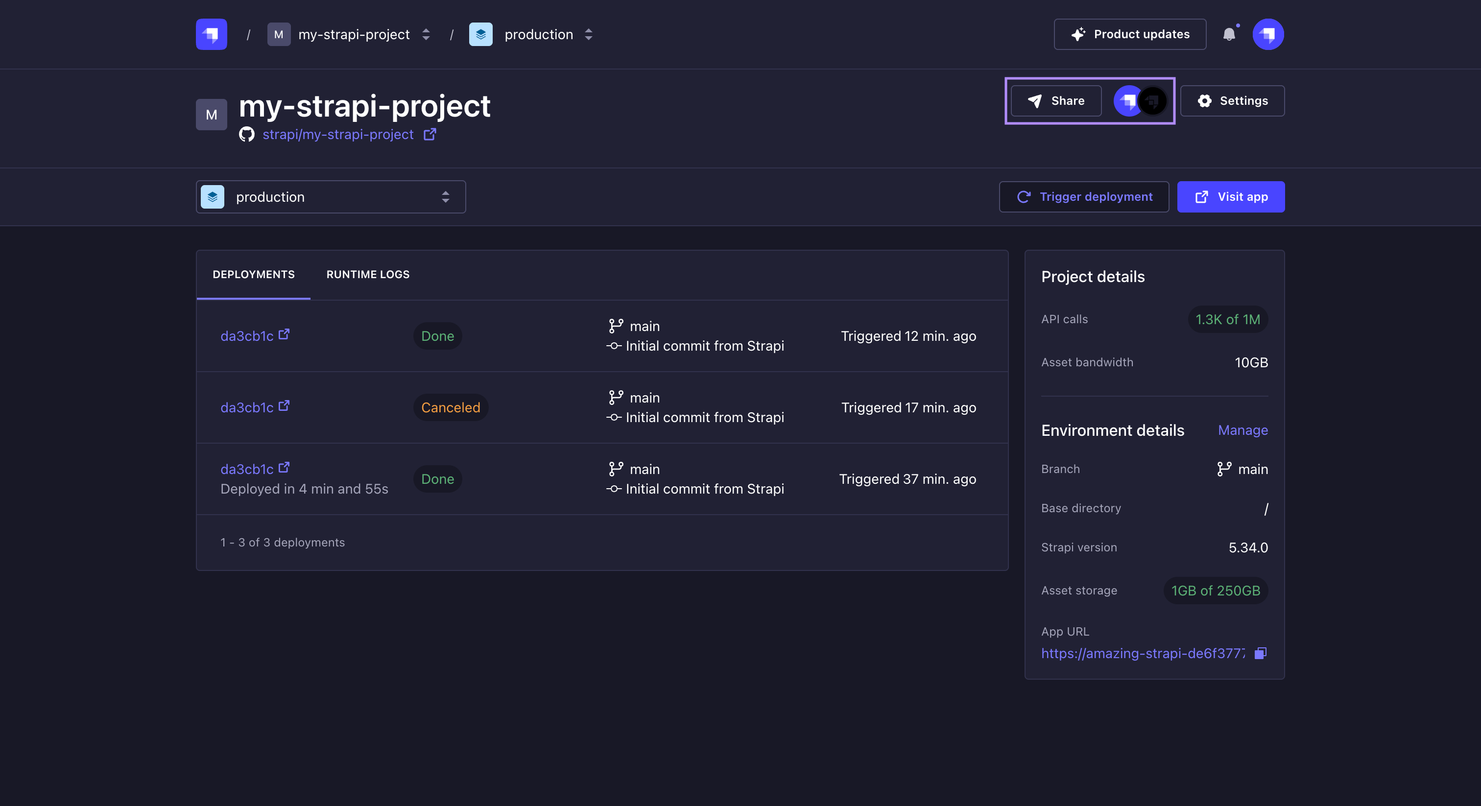 Share button and avatar